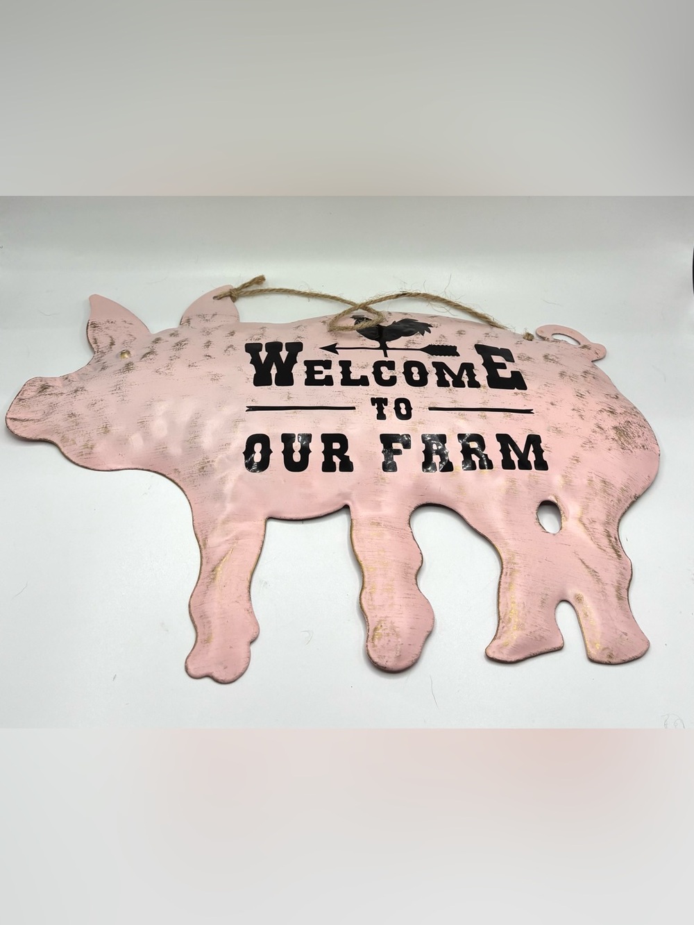 Pink "Welcome to Our Farm" Pig Wall Sign